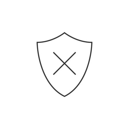 Shield icon in thin outline style. Protection, computer virus, antivirusのイラスト素材