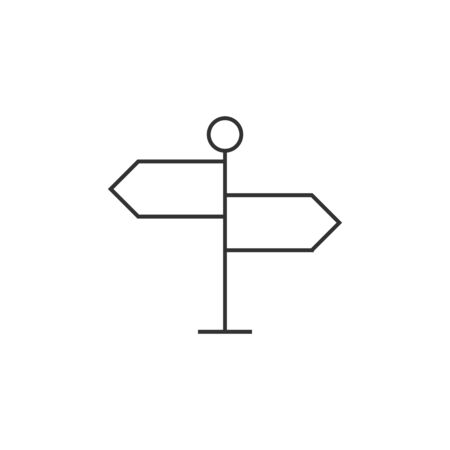 Road sign post icon in thin outline style. Travel destination journey holidayのイラスト素材