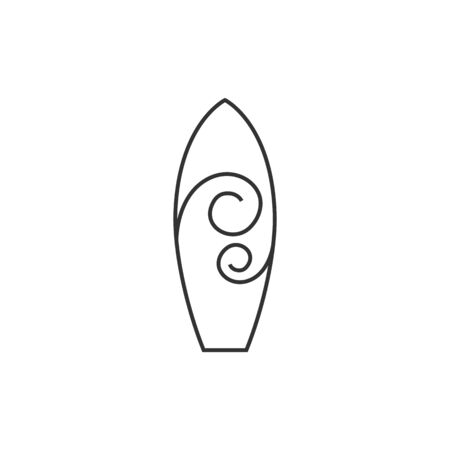 Surf board icon in thin outline style.のイラスト素材
