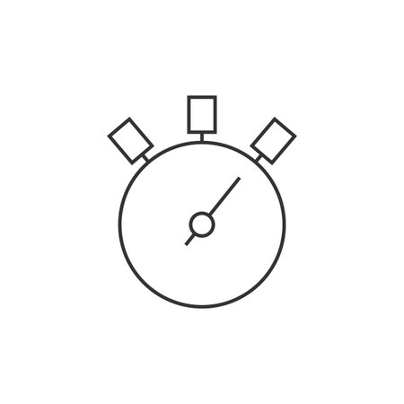 Stopwatch icon in thin outline style.のイラスト素材