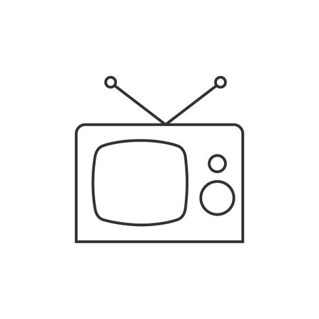 Television icon in thin outline style.のイラスト素材