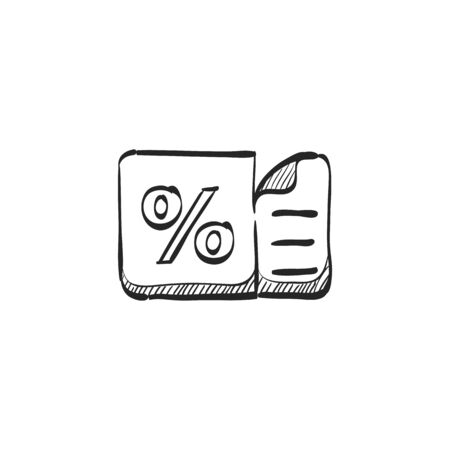 Discount ticket icon in doodle sketch lines. Shopping buying special offer voucherのイラスト素材