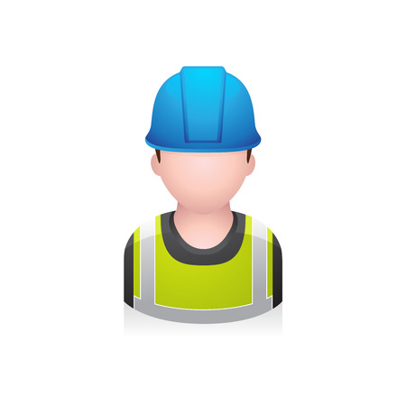 Construction worker avatar icon in colors.のイラスト素材