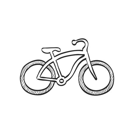 Low rider bicycle icon in doodle sketch lines. Sport transportation park city urban vintage retroのイラスト素材