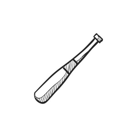 Baseball bat icon in doodle sketch lines. Sport team playing leisure swing baseball Americanのイラスト素材