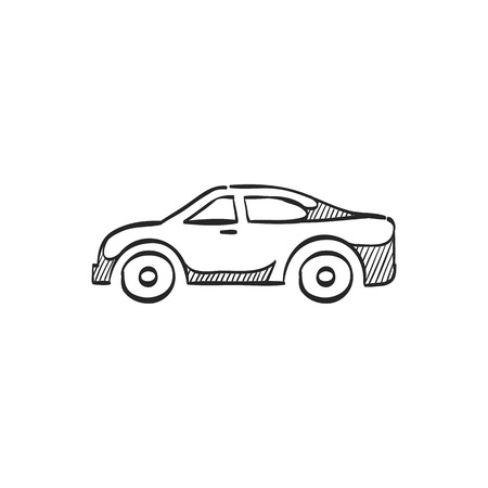 Car icon in doodle sketch lines. Automotive sedan luxury speed comfortのイラスト素材