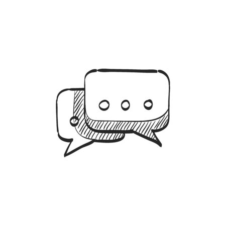 Chat sign icon in doodle sketch lines. Communication conversation social business media globalのイラスト素材