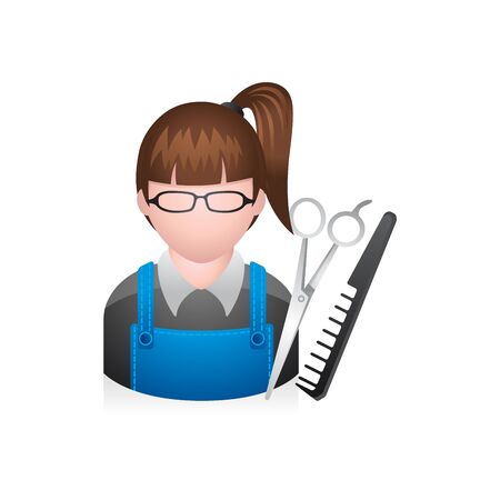 Hair stylist avatar icon in colors.のイラスト素材