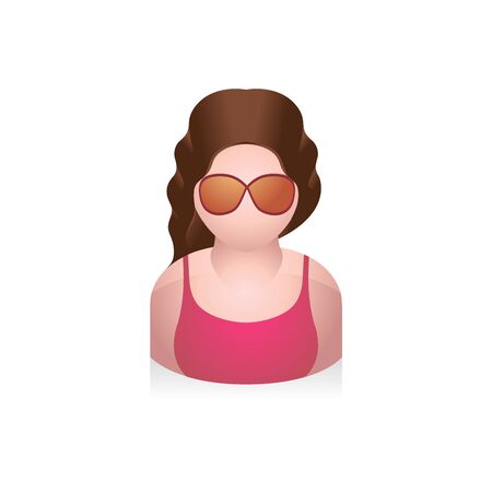 Girl avatar icon in colors.のイラスト素材