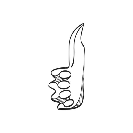 Knife icon in doodle sketch lines. Weapon assault battle danger daggerのイラスト素材