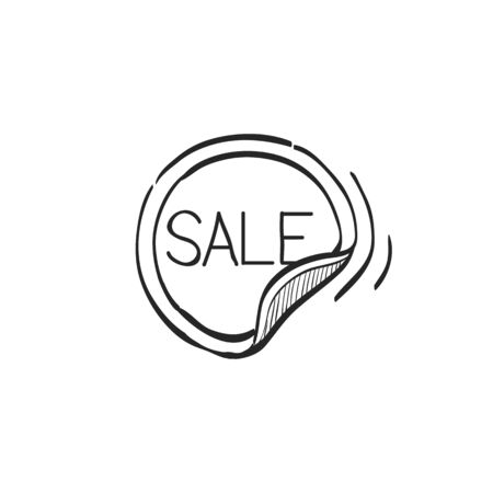 Sale sticker icon in doodle sketch lines. Label shopping buying discount rebateのイラスト素材