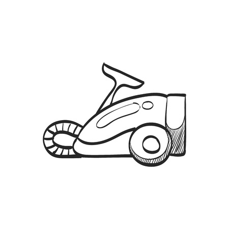 Vacuum cleaner icon in doodle sketch lines. Home house appliance household working toolのイラスト素材