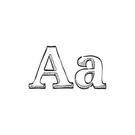 Font  icon in doodle sketch lines. Letter graphic design printing publishingのイラスト素材