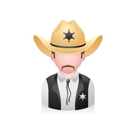 Cowboy avatar icon in colors.のイラスト素材