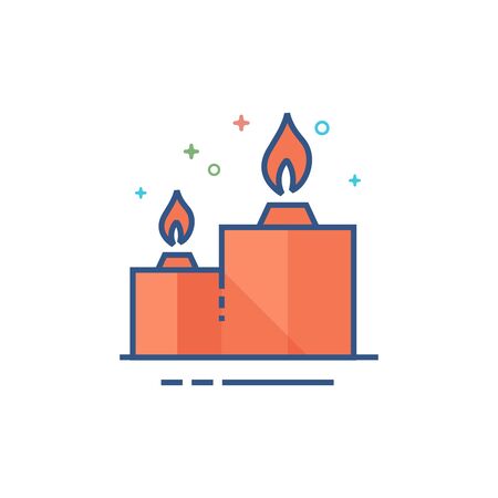 Candles icon in outlined flat color style. Vector illustration.のイラスト素材