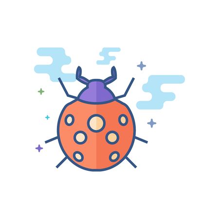 Bug icon in outlined flat color style. Vector illustration.のイラスト素材