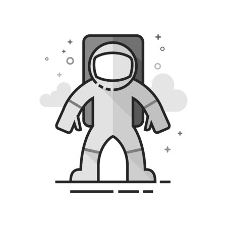Astronaut icon in flat outlined grayscale style. Vector illustration.のイラスト素材