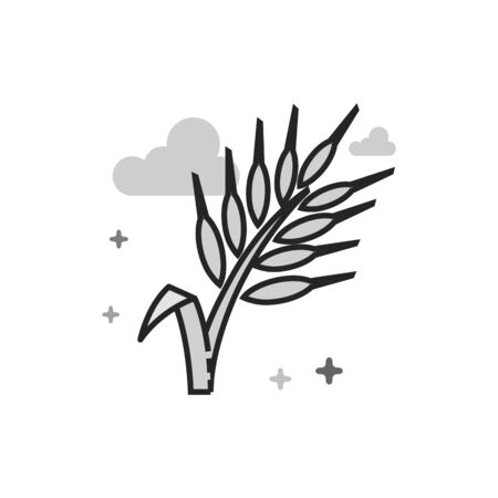 Wheat icon in flat outlined grayscale style. Vector illustration.のイラスト素材