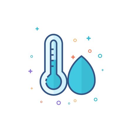 Thermometer icon in outlined flat color style. Vector illustration.のイラスト素材