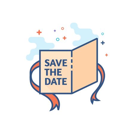 Wedding card icon in outlined flat color style. Vector illustration.のイラスト素材