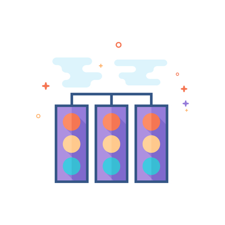 Red light sign icon in outlined flat color style. Vector illustration.のイラスト素材