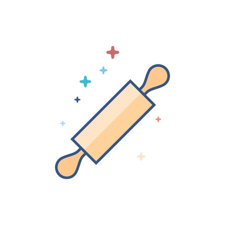 Wooden roller icon in outlined flat color style Vector illustration.のイラスト素材