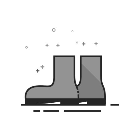 Wet boots icon in flat outlined grayscale style. Vector illustration.のイラスト素材
