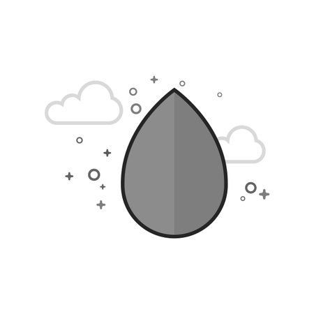 Water drop icon in flat outlined grayscale style. Vector illustration.のイラスト素材