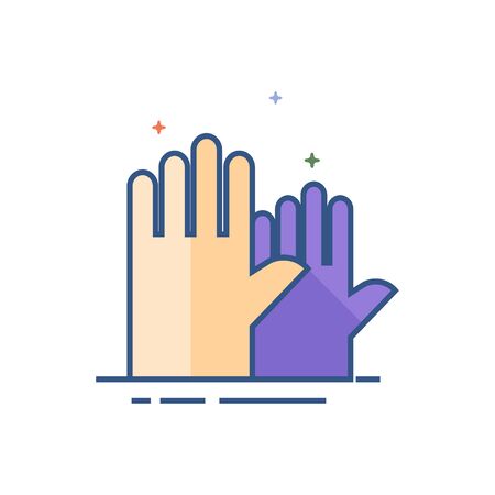 Hands icon in outlined flat color style. Vector illustration.のイラスト素材