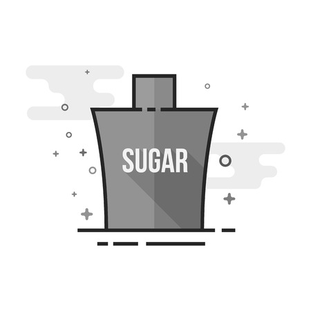 Sugar packaging icon with cross sign in flat outlined grayscale style. Vector illustration.のイラスト素材