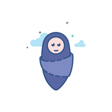 Newborn baby icon in outlined flat color style. Vector illustration.のイラスト素材