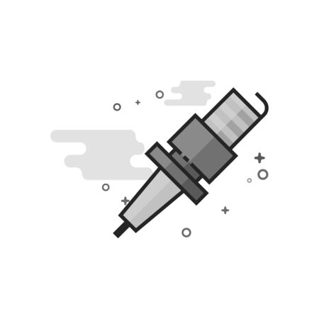 Spark plug icon in flat outlined grayscale style. Vector illustration.のイラスト素材