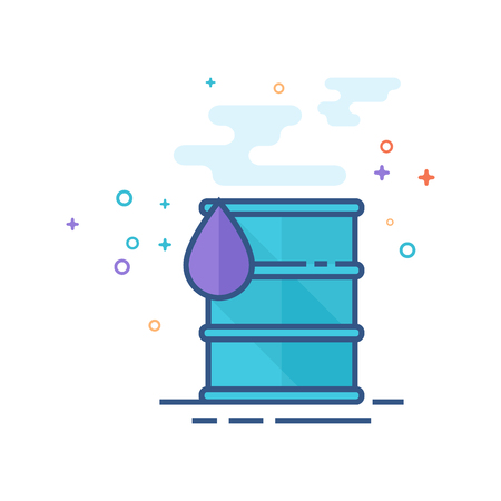 Oil barrel icon in outlined flat color style. Vector illustration.のイラスト素材
