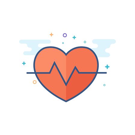 Heart rate icon in outlined flat color style. Vector illustration.のイラスト素材