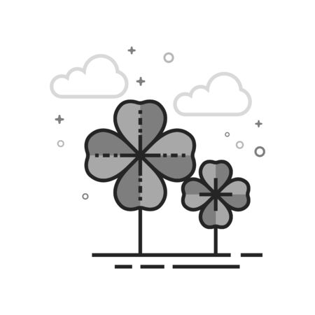 Clover icon in flat outlined grayscale style. Vector illustration.のイラスト素材
