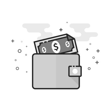 Wallet icon in flat outlined grayscale style. Vector illustration.のイラスト素材