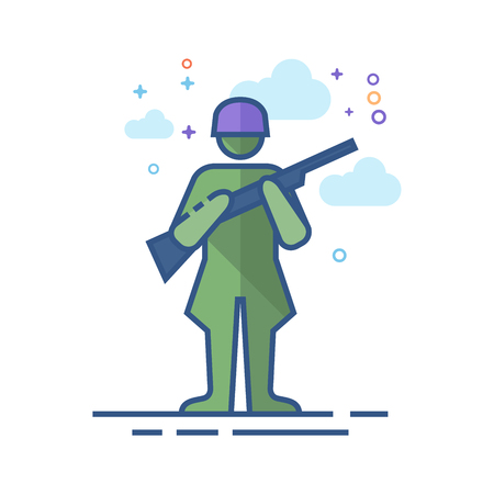 World War army icon in outlined flat color style. Vector illustration.のイラスト素材