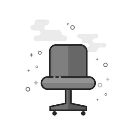 Office chair icon in flat outlined grayscale style. Vector illustration.のイラスト素材