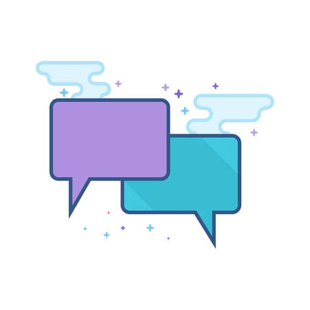 Chatting icon in outlined flat color style. Vector illustration.のイラスト素材