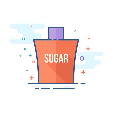 Sugar packaging icon with cross sign in outlined flat color style Vector illustration.のイラスト素材