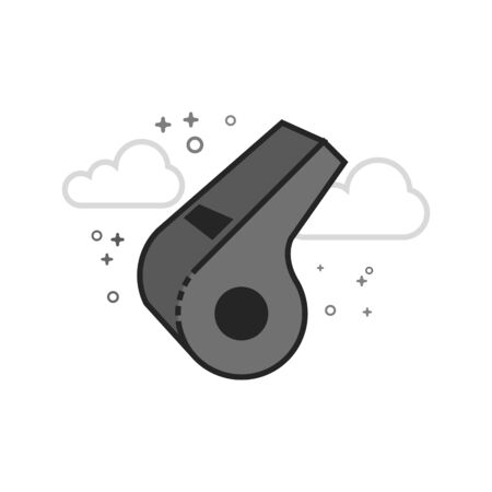 Whistle icon in flat outlined grayscale style. Vector illustration.のイラスト素材