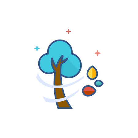 Tree icon in outlined flat color style. Vector illustration.のイラスト素材