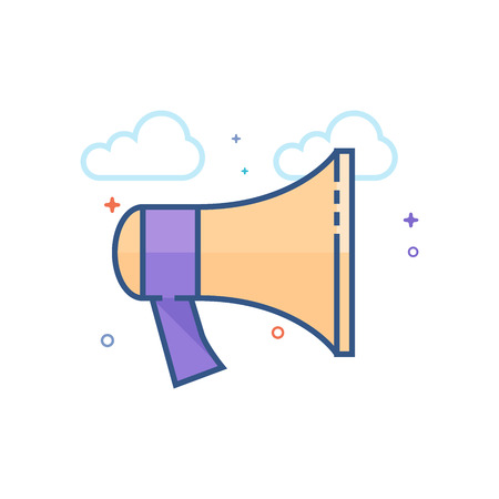 Megaphone icon in outlined flat color style Vector illustration.のイラスト素材