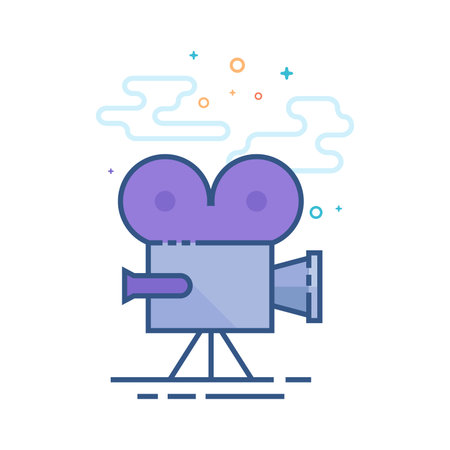Surveillance camera icon in outlined flat color style. Vector illustration.のイラスト素材