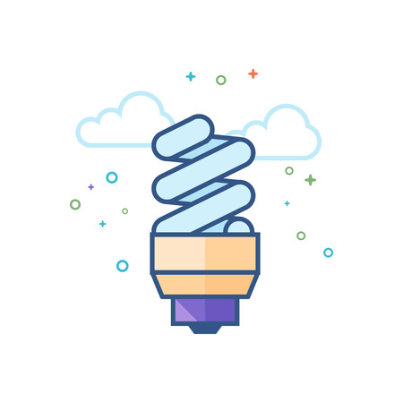Light bulb icon in outlined flat color style. Vector illustration.のイラスト素材