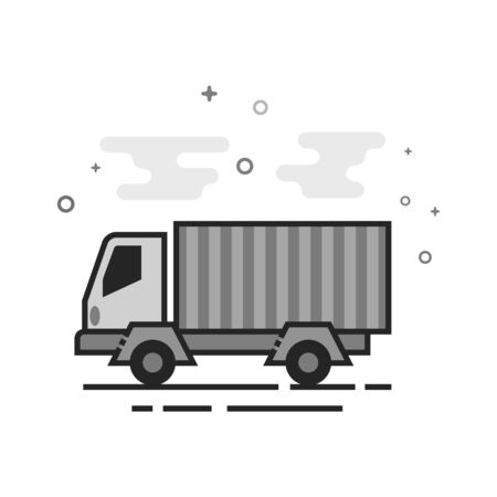 Truck icon in flat outlined grayscale style. Vector illustration.のイラスト素材