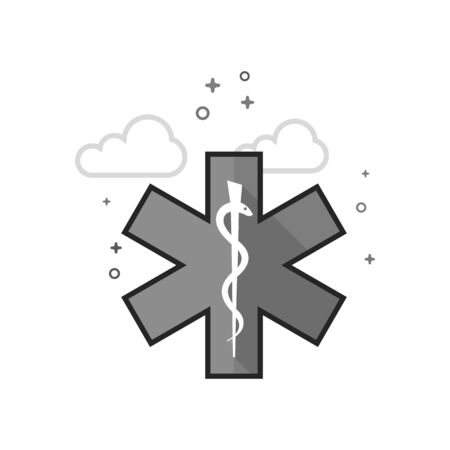 Medical symbol icon in flat outlined grayscale style. Vector illustration.のイラスト素材