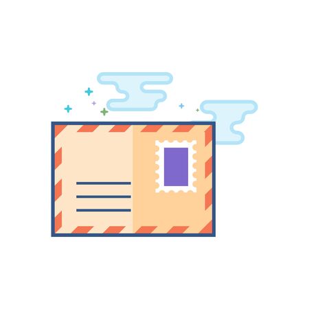Email icon in outlined flat color style. Vector illustration.のイラスト素材