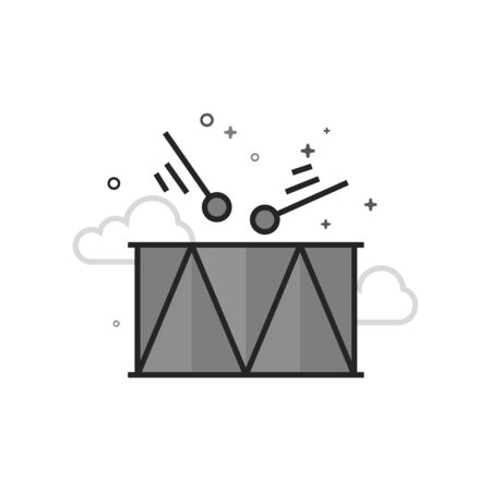 Drum icon in flat outlined grayscale style. Vector illustration.のイラスト素材