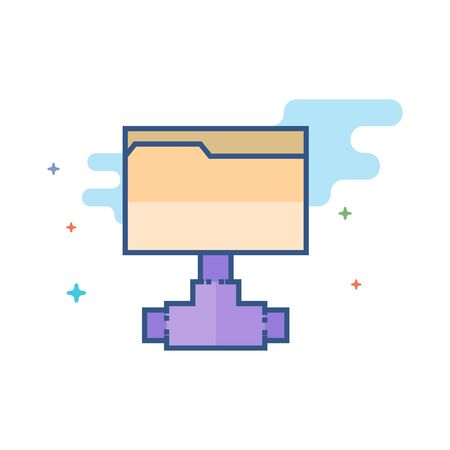 Shared folder icon in outlined flat color style. Vector illustration.のイラスト素材